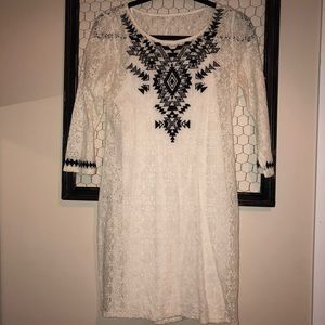 Express White Lace Dress with Black Detail